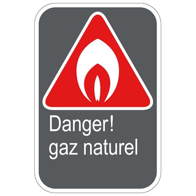 Enseigne d'identification de sécurité CSA - Danger gaz naturel