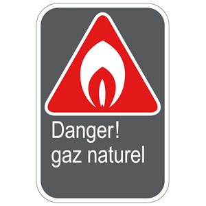 Enseigne d'identification de sécurité CSA - Danger gaz naturel