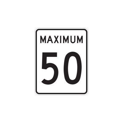 Affiche 50 KM / H Maximum 24''X30'' 1 coté
